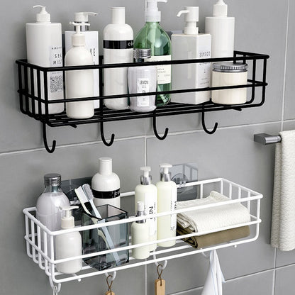 Bathroom Shower Gel Holder With Hook, Wrought Iron Material, No Drilling Required, Bathroom Shelf - Trotters Independent Traders