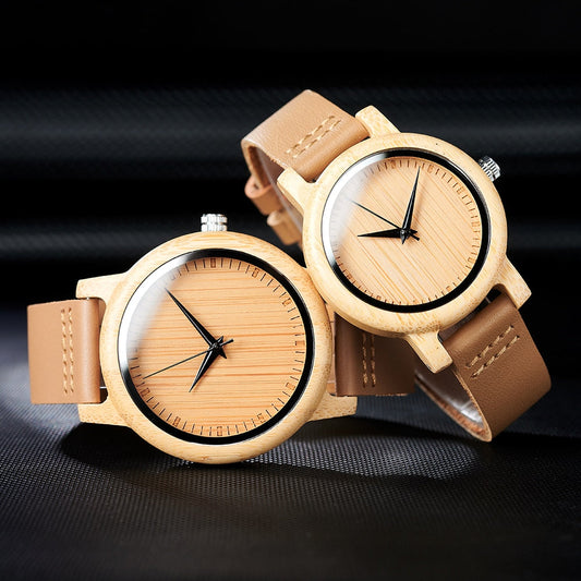 Chronograph Zen Wood Watch Full Natural Wooden Bamboo Strap