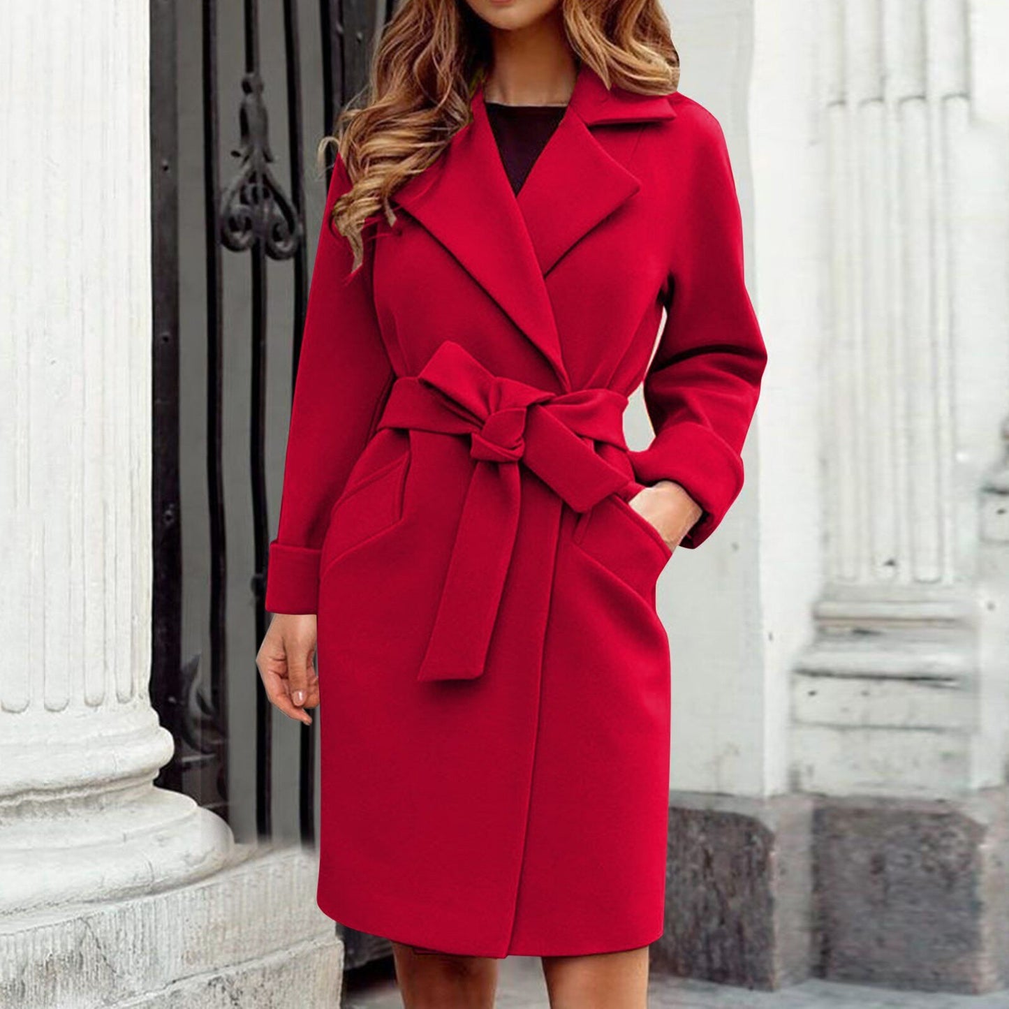 Belted Longline Wool Look Coat - Trotters Independent Traders