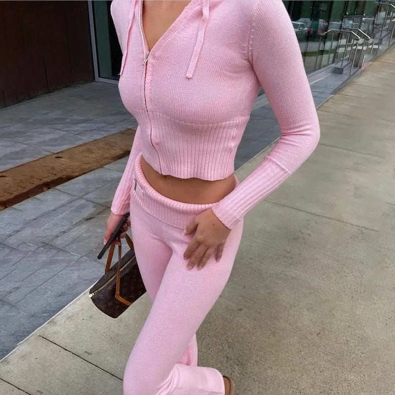 Women Sweater Hoodie And Pants Sets 2-Piece Tracksuit