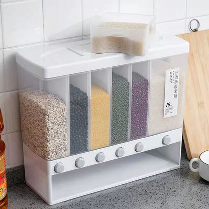 Cereal Dispenser,Wall-Mounted Dry Food Dispenser Rice Bucket Multi Compartments Automatic Metering Storage Box Sealed Grain Container for Home Kitchen Counter Tops Restaurant - Trotters Independent Traders