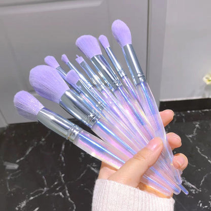 Purple Makeup Brush Set Includes 10 High-Quality Brushes