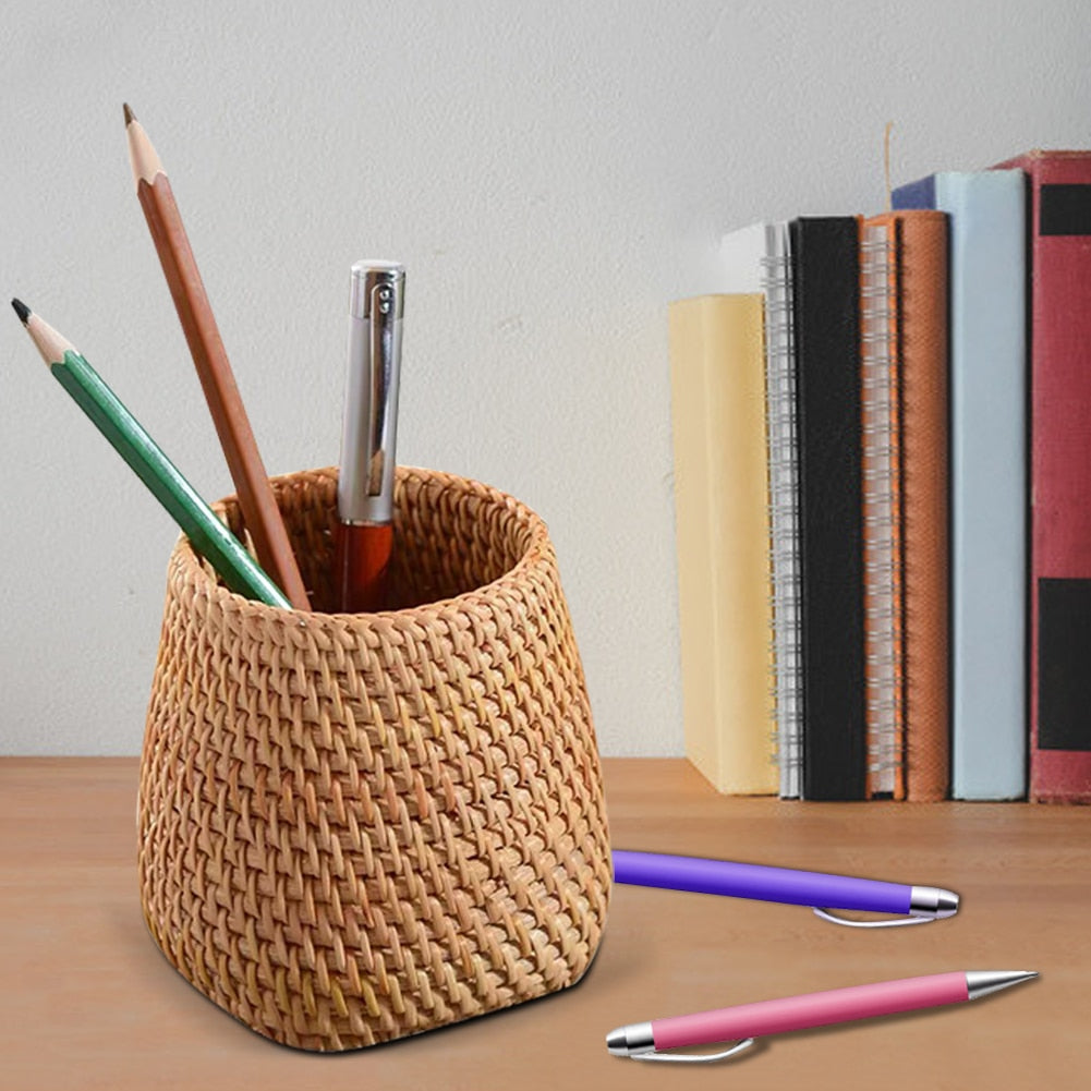 Handmade Tea Ceremony Basket Handwoven Rattan Pencil Holder 