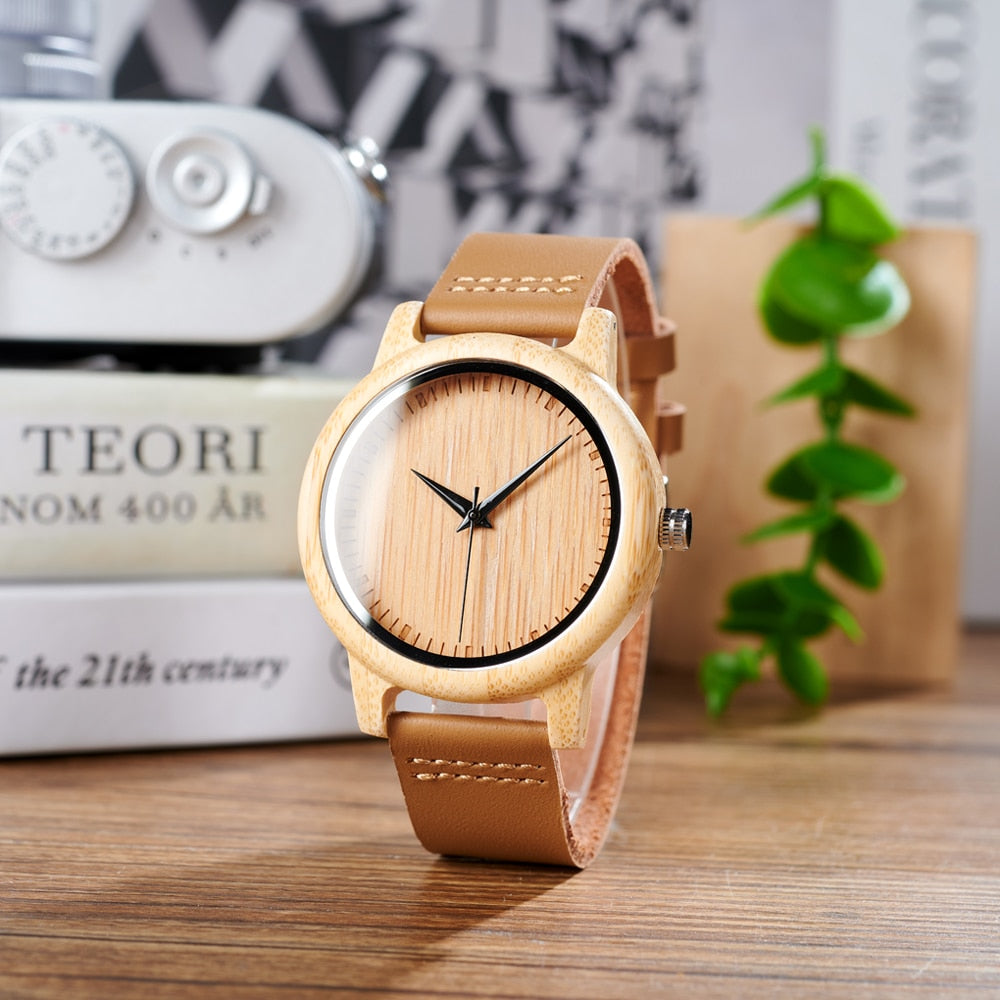 Chronograph Zen Wood Watch Full Natural Wooden Bamboo Strap