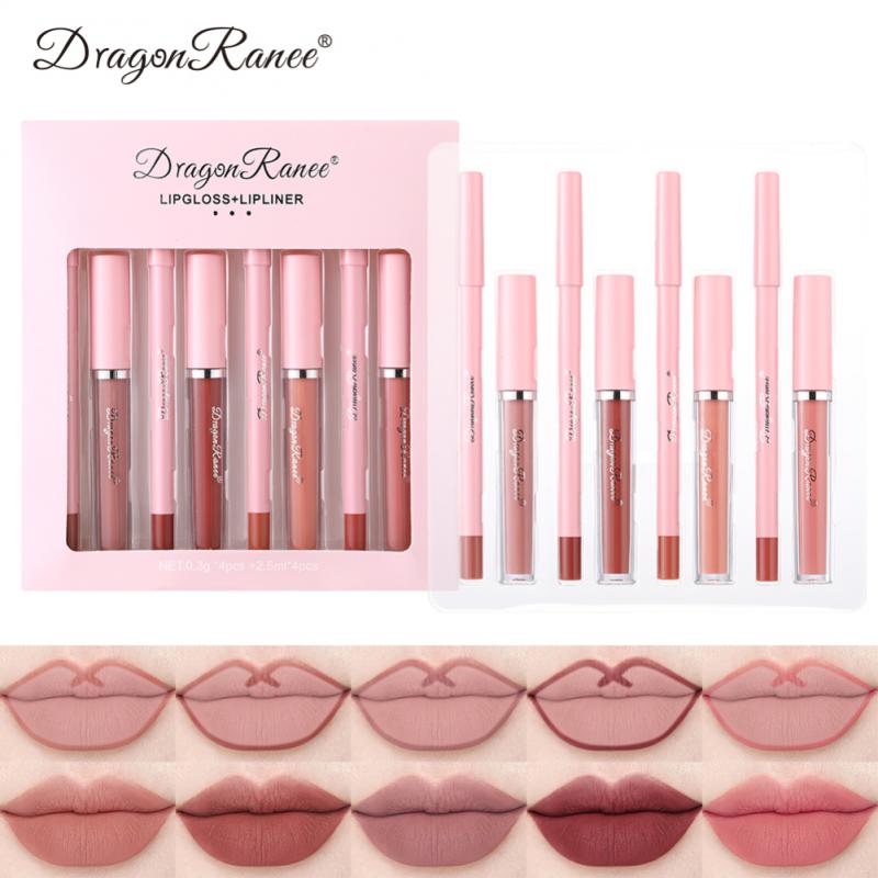 4pcs Lip Gloss Lip Liner Pen Sethigh Strength Pigments 