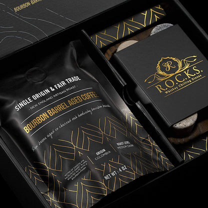 The Gourmet Gift Set - Whiskey Stones & Bourbon Barrel Aged Coffee - Trotters Independent Traders