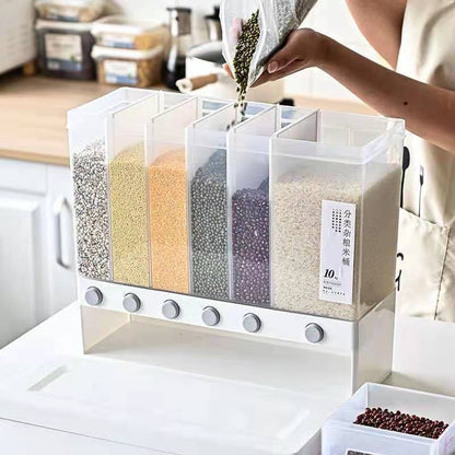 Cereal Dispenser,Wall-Mounted Dry Food Dispenser Rice Bucket Multi Compartments Automatic Metering Storage Box Sealed Grain Container for Home Kitchen Counter Tops Restaurant - Trotters Independent Traders