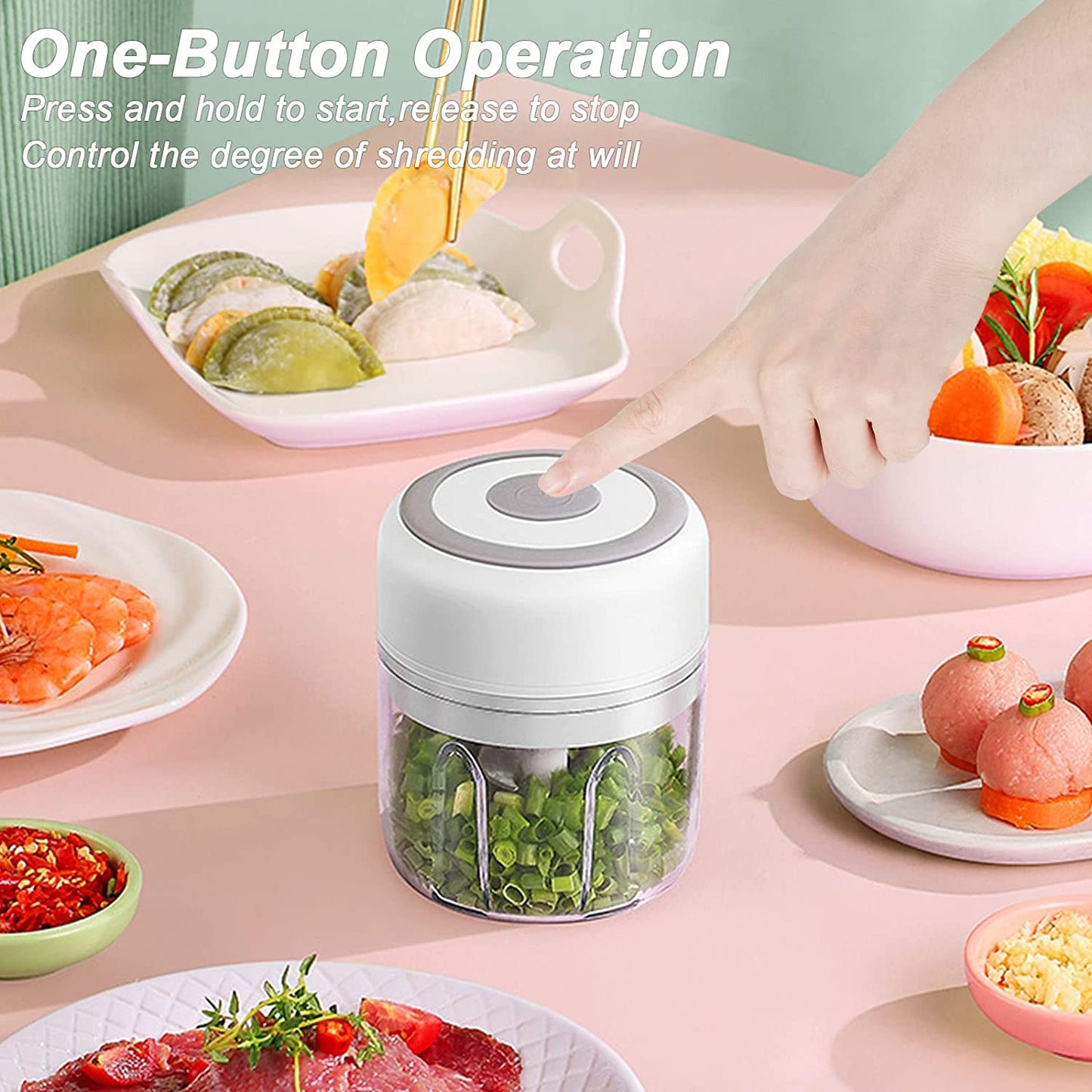 Electric Mini Garlic Chopper USB Meat Vegetable Crusher 